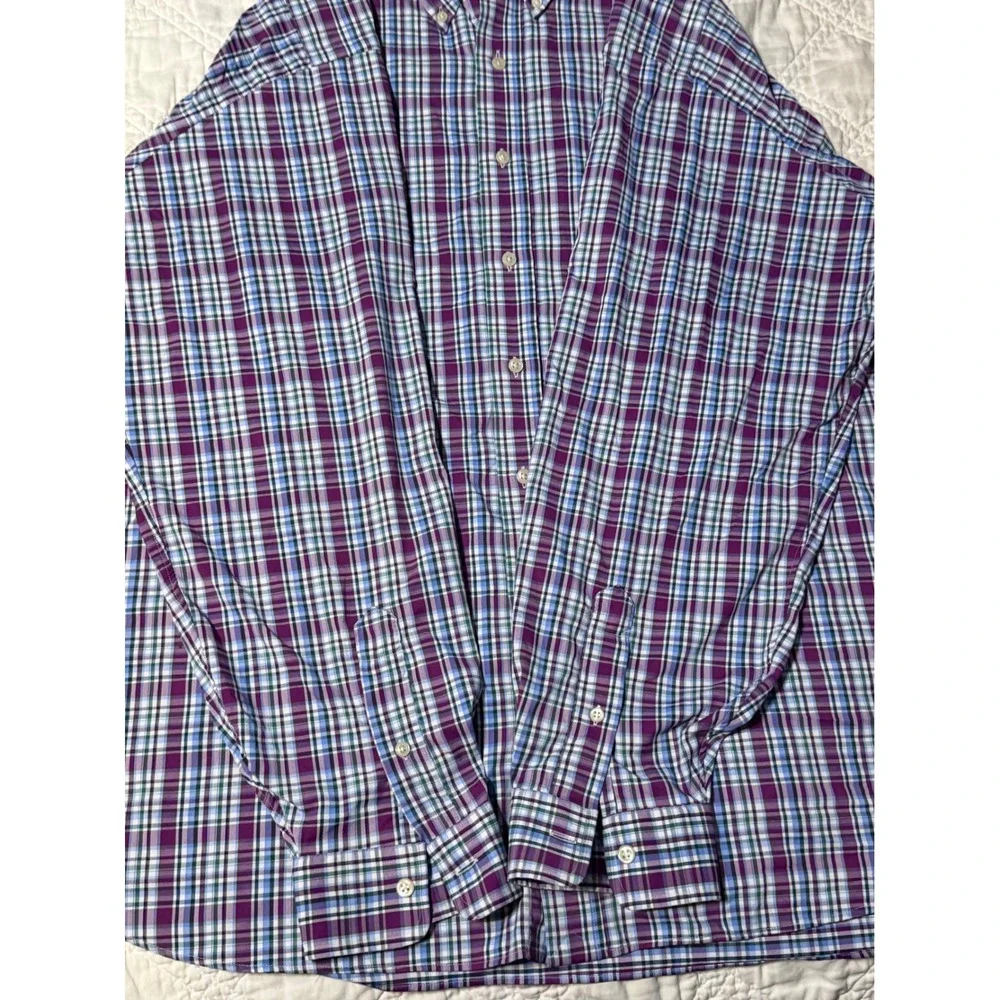 Polo Ralph Lauren Button Down Men 2XB Purple Plaid Performance Long Sleeve Shirt